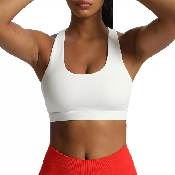 imageAoxjox Womens Workout Sports Bras Stormi Fitness Padded Training Gym Bra Yoga Crop Tank TopWhite
