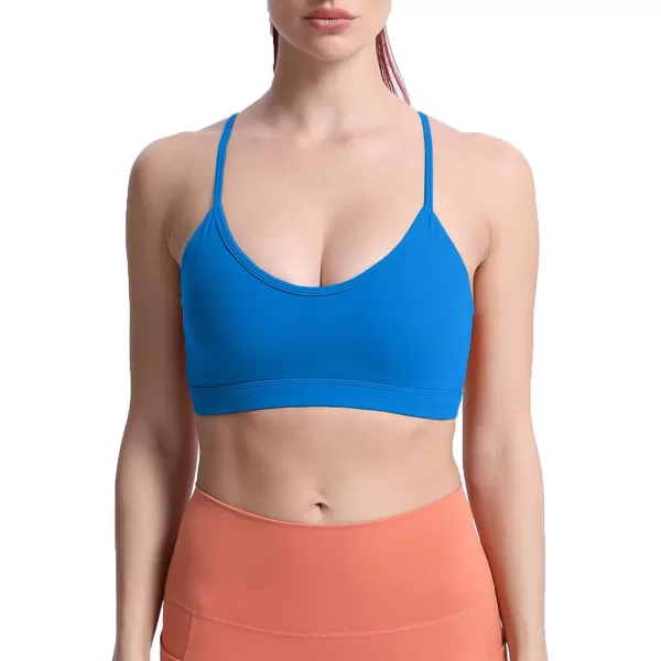 imageAoxjox Womens Workout Y Sports Bras Fitness Backless Padded Trainning Active Gym Bra Yoga Crop Tank TopDirectoire Blue