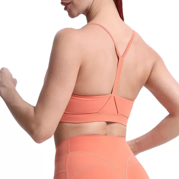 imageAoxjox Womens Workout Y Sports Bras Fitness Backless Padded Trainning Active Gym Bra Yoga Crop Tank TopEarth Orange