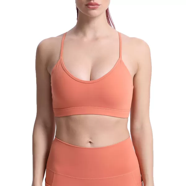 imageAoxjox Womens Workout Y Sports Bras Fitness Backless Padded Trainning Active Gym Bra Yoga Crop Tank TopEarth Orange