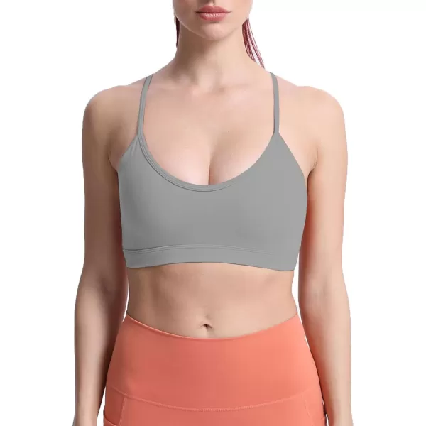 imageAoxjox Womens Workout Y Sports Bras Fitness Backless Padded Trainning Active Gym Bra Yoga Crop Tank TopGrey