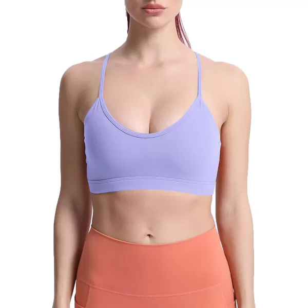 imageAoxjox Womens Workout Y Sports Bras Fitness Backless Padded Trainning Active Gym Bra Yoga Crop Tank TopPurple Heather