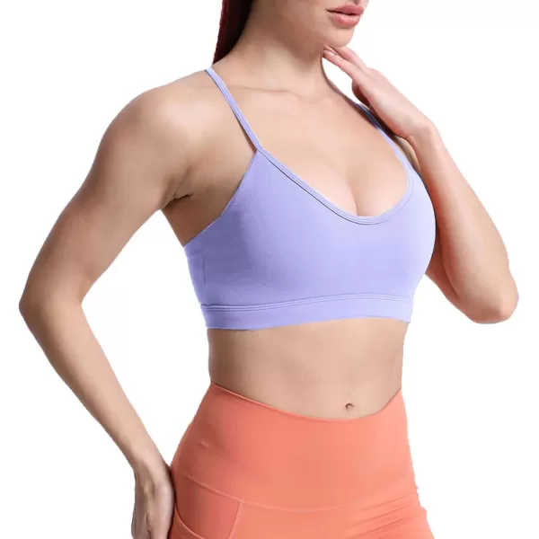 imageAoxjox Womens Workout Y Sports Bras Fitness Backless Padded Trainning Active Gym Bra Yoga Crop Tank TopPurple Heather