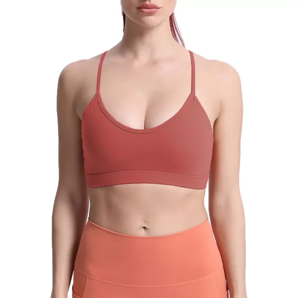 imageAoxjox Womens Workout Y Sports Bras Fitness Backless Padded Trainning Active Gym Bra Yoga Crop Tank TopRust Red