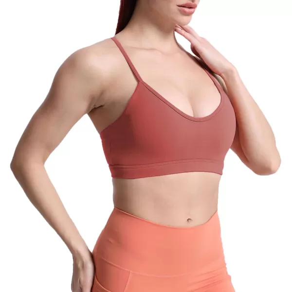 imageAoxjox Womens Workout Y Sports Bras Fitness Backless Padded Trainning Active Gym Bra Yoga Crop Tank TopRust Red