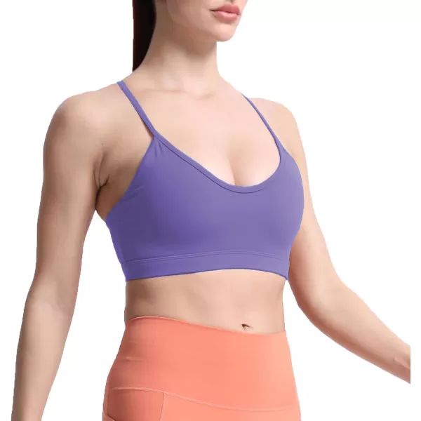 imageAoxjox Womens Workout Y Sports Bras Fitness Backless Padded Trainning Active Gym Bra Yoga Crop Tank TopViolet