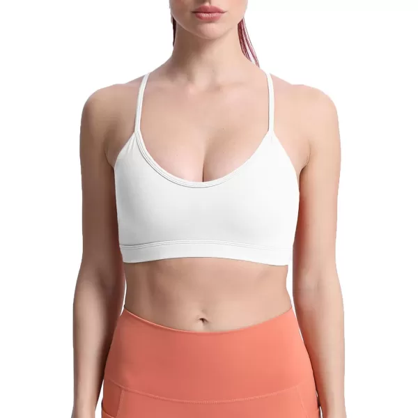 imageAoxjox Womens Workout Y Sports Bras Fitness Backless Padded Trainning Active Gym Bra Yoga Crop Tank TopWhite