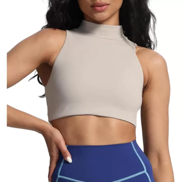 imageAoxjox Womens Kim Cutout High Neck Tank Top Workout Sports Bras Fitness Padded Training Gym Bra Yoga CropMink