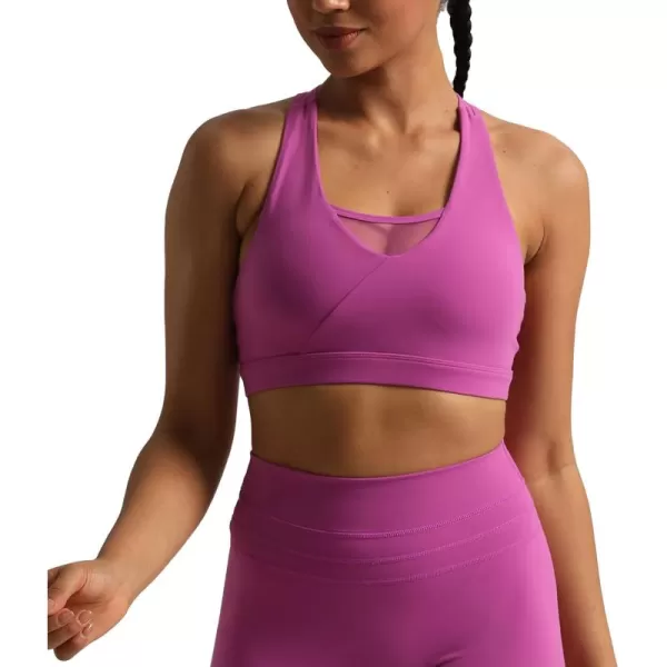imageAoxjox Womens Workout Sports Bras Hilary Mesh Fitness Padded Training High Impact Gym Bra Yoga Crop Tank TopCattleya Purple