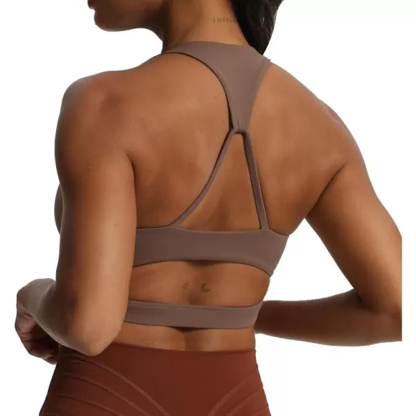 imageAoxjox Womens Workout Sports Bras Stormi Fitness Padded Training Gym Bra Yoga Crop Tank TopFudge Coffee