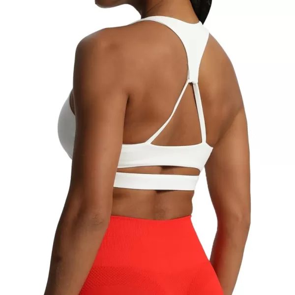 imageAoxjox Womens Workout Sports Bras Stormi Fitness Padded Training Gym Bra Yoga Crop Tank TopWhite