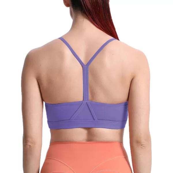 imageAoxjox Womens Workout Y Sports Bras Fitness Backless Padded Trainning Active Gym Bra Yoga Crop Tank TopViolet