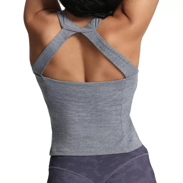 imageAoxjox Crop Tops for Women MidLength Longline Workout Sports Kennedy Training TankWinds Grey Marl