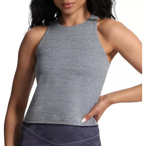 imageAoxjox Crop Tops for Women MidLength Longline Workout Sports Kennedy Training TankWinds Grey Marl