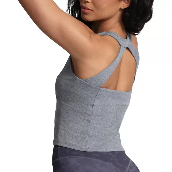imageAoxjox Crop Tops for Women MidLength Longline Workout Sports Kennedy Training TankWinds Grey Marl