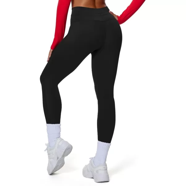 imageAoxjox High Waisted Workout Mila Leggings for Women Tummy Control Drawcord Yoga PantsBlack