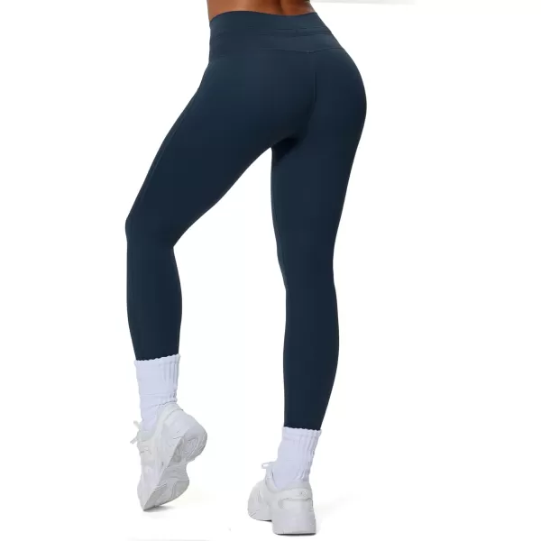 imageAoxjox High Waisted Workout Mila Leggings for Women Tummy Control Drawcord Yoga PantsBlueberry