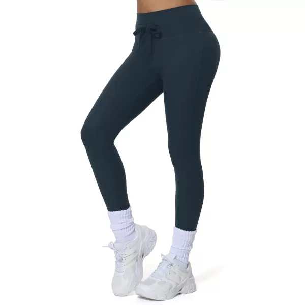imageAoxjox High Waisted Workout Mila Leggings for Women Tummy Control Drawcord Yoga PantsBlueberry