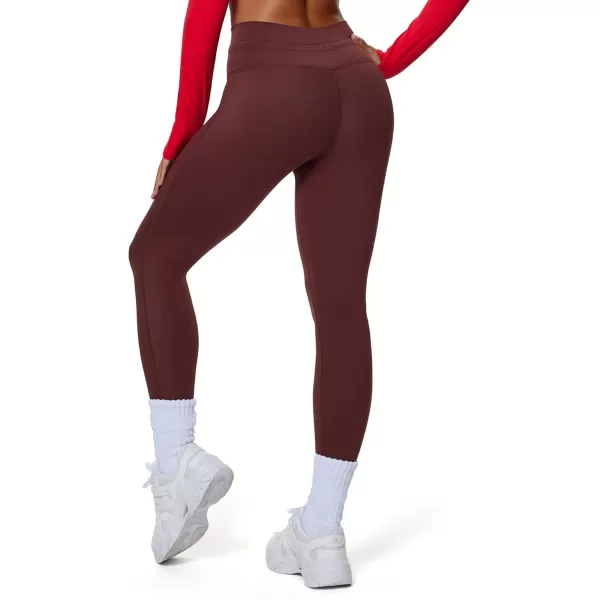 imageAoxjox High Waisted Workout Mila Leggings for Women Tummy Control Drawcord Yoga PantsRum Raisin
