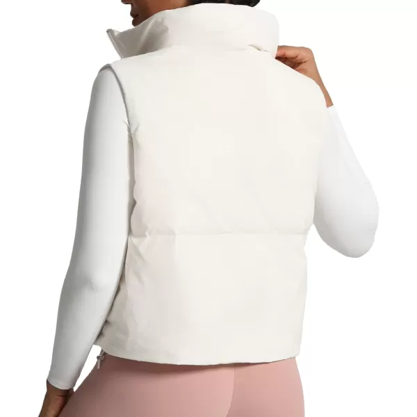 imageAoxjox Women Penelope Puffer Vest Lightweight Autumn Winter Outerwear Warm Stand Collar Cropped Down with PocketsWhite