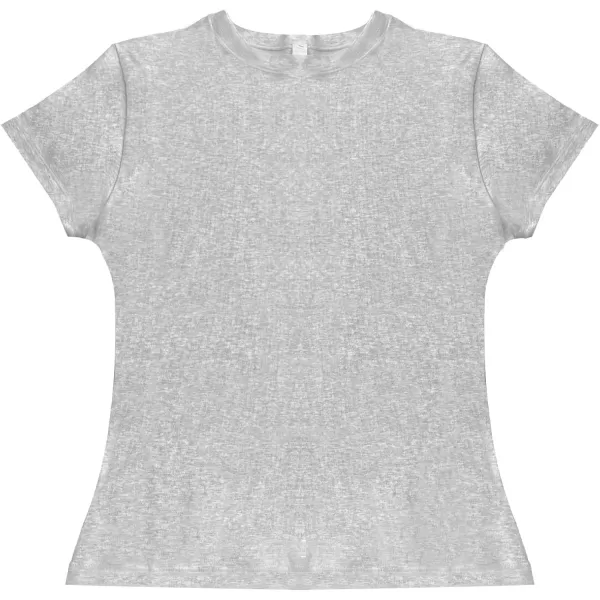 imageAoxjox Womens Casual Basic Tee HIGH Elastic Cotton TShirt Short Sleeve Tops Everyday Crew Neck Slim Fit Basic Tee Y2kLight Heather Grey
