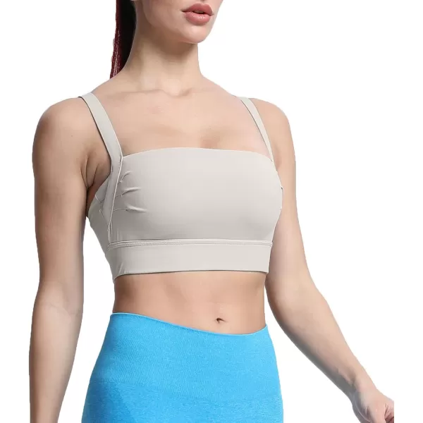imageAoxjox Womens Workout High Impact Sports Bras Fitness Square Neck Balcony Open Back Bra Yoga Crop Tank TopMink