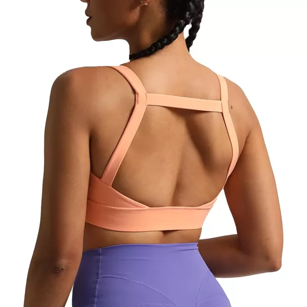 imageAoxjox Womens Workout High Impact Sports Bras Fitness Square Neck Balcony Open Back Bra Yoga Crop Tank TopPapaya