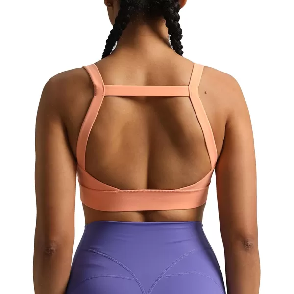 imageAoxjox Womens Workout High Impact Sports Bras Fitness Square Neck Balcony Open Back Bra Yoga Crop Tank TopPapaya