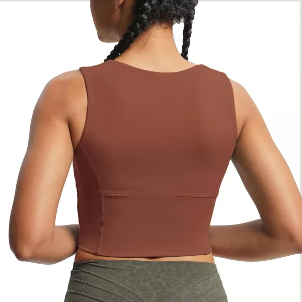 imageAoxjox Womens Workout Longline Every Tank Top Fitness Padded Training High Impact Gym Sports Bras Yoga CropCherry Mahogany