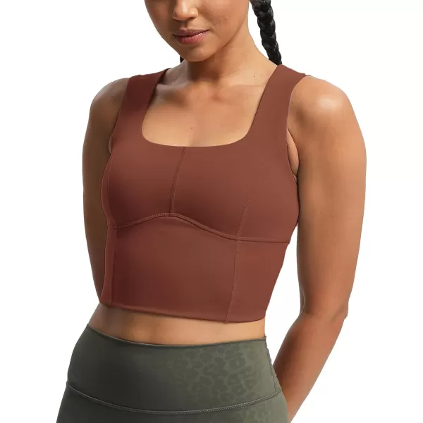 imageAoxjox Womens Workout Longline Every Tank Top Fitness Padded Training High Impact Gym Sports Bras Yoga CropCherry Mahogany