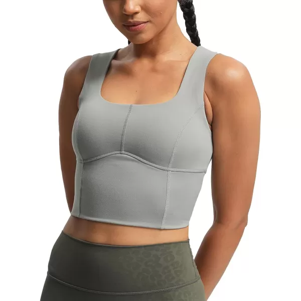 imageAoxjox Womens Workout Longline Every Tank Top Fitness Padded Training High Impact Gym Sports Bras Yoga CropGrey