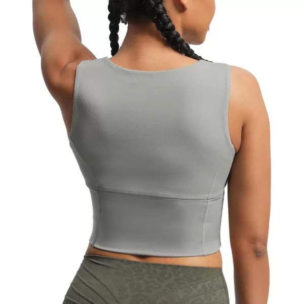 imageAoxjox Womens Workout Longline Every Tank Top Fitness Padded Training High Impact Gym Sports Bras Yoga CropGrey