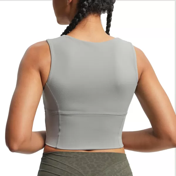 imageAoxjox Womens Workout Longline Every Tank Top Fitness Padded Training High Impact Gym Sports Bras Yoga CropGrey