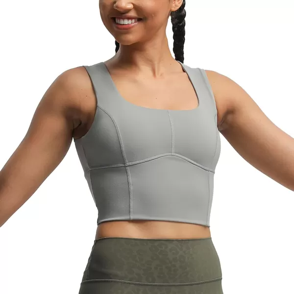 imageAoxjox Womens Workout Longline Every Tank Top Fitness Padded Training High Impact Gym Sports Bras Yoga CropGrey