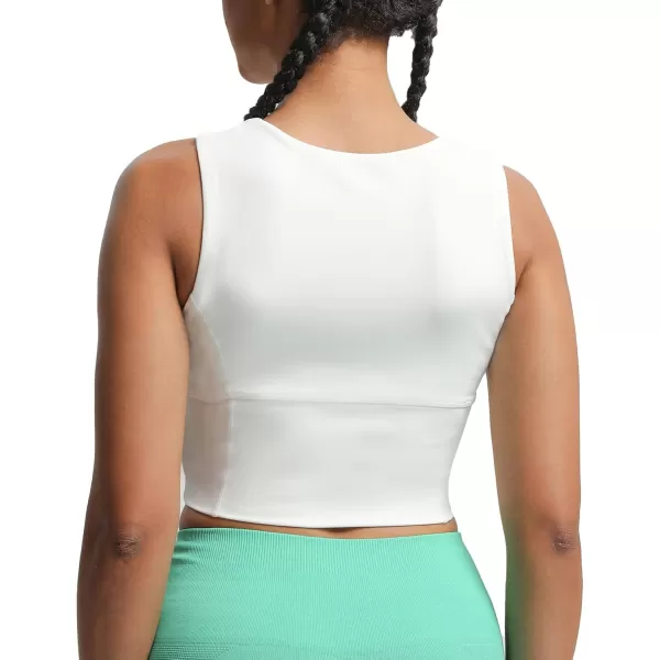 imageAoxjox Womens Workout Longline Every Tank Top Fitness Padded Training High Impact Gym Sports Bras Yoga CropWhite