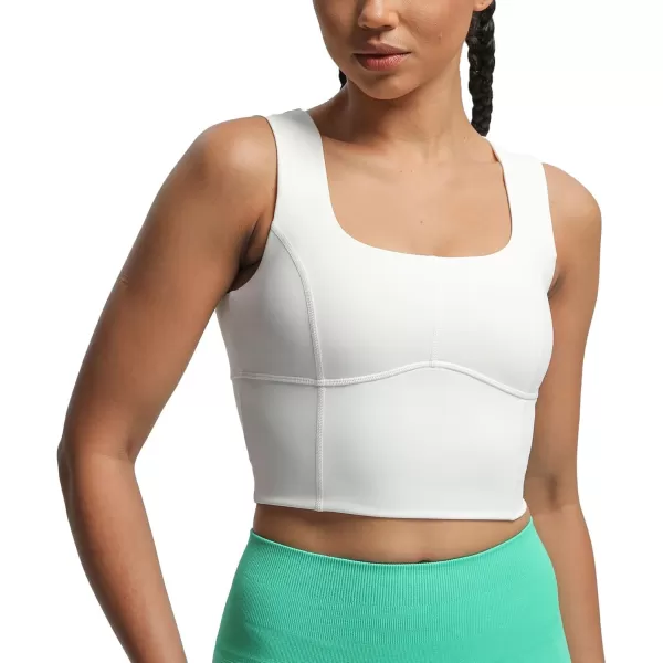 imageAoxjox Womens Workout Longline Every Tank Top Fitness Padded Training High Impact Gym Sports Bras Yoga CropWhite
