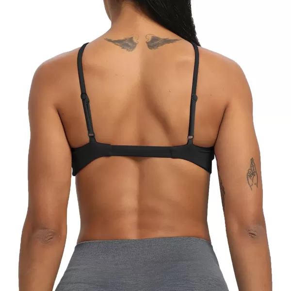 imageAoxjox Womens Workout Sports Bras Fitness Adjusted Backless Padded Ariel Halter Bra Yoga Crop Tank TopA Black