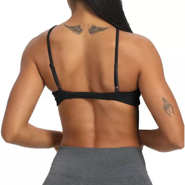imageAoxjox Womens Workout Sports Bras Fitness Adjusted Backless Padded Ariel Halter Bra Yoga Crop Tank TopA Black