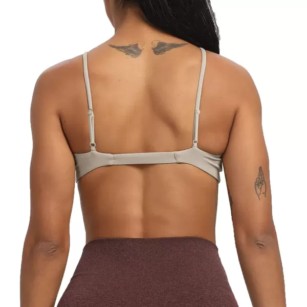 imageAoxjox Womens Workout Sports Bras Fitness Adjusted Backless Padded Ariel Halter Bra Yoga Crop Tank TopA Mink