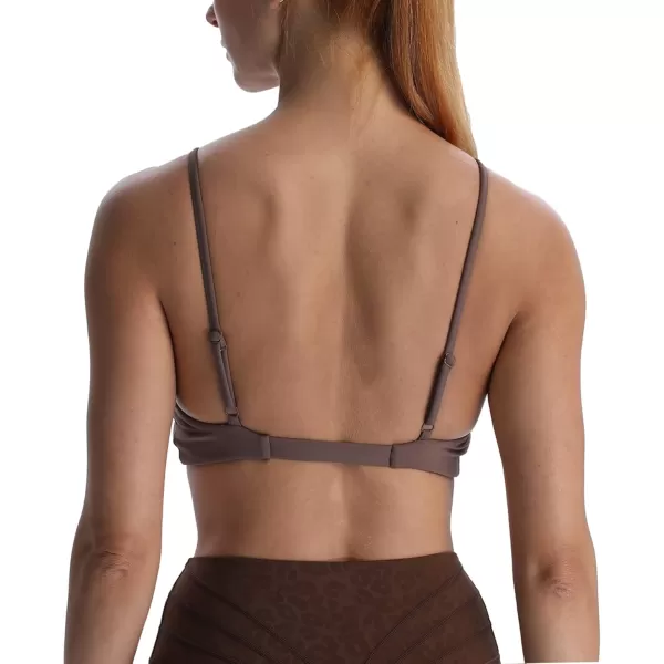 imageAoxjox Womens Workout Sports Bras Fitness Adjusted Backless Padded Ariel Halter Bra Yoga Crop Tank TopFudge Coffee