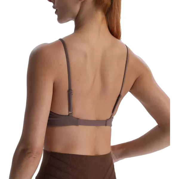 imageAoxjox Womens Workout Sports Bras Fitness Adjusted Backless Padded Ariel Halter Bra Yoga Crop Tank TopFudge Coffee