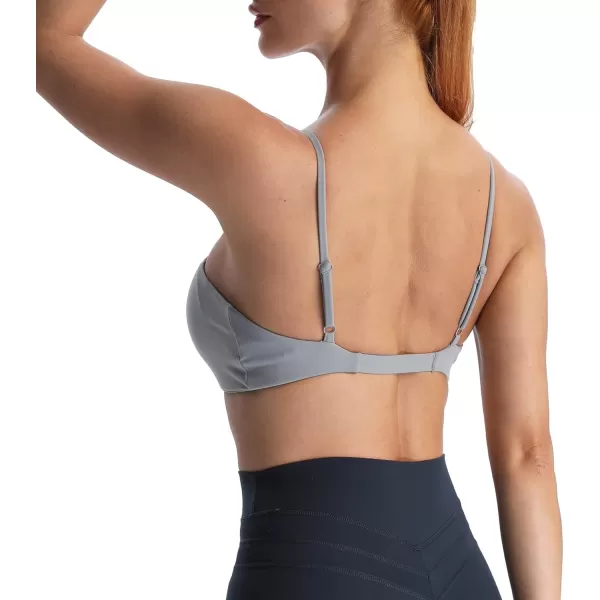 imageAoxjox Womens Workout Sports Bras Fitness Adjusted Backless Padded Ariel Halter Bra Yoga Crop Tank TopGrey