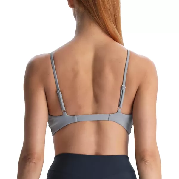 imageAoxjox Womens Workout Sports Bras Fitness Adjusted Backless Padded Ariel Halter Bra Yoga Crop Tank TopGrey