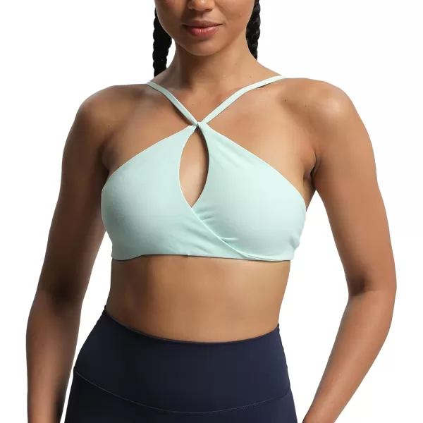 imageAoxjox Womens Workout Sports Bras Fitness Adjusted Backless Padded Ariel Halter Bra Yoga Crop Tank TopMint