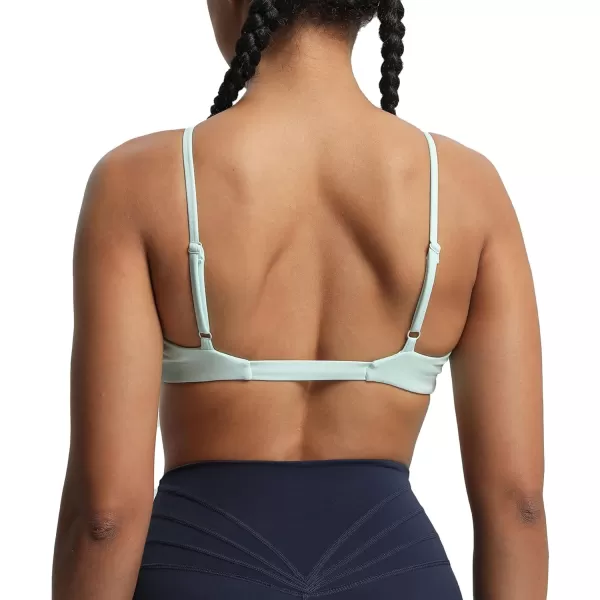 imageAoxjox Womens Workout Sports Bras Fitness Adjusted Backless Padded Ariel Halter Bra Yoga Crop Tank TopMint
