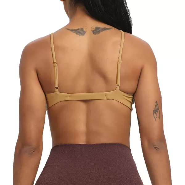 imageAoxjox Womens Workout Sports Bras Fitness Adjusted Backless Padded Ariel Halter Bra Yoga Crop Tank TopParchment Yellow