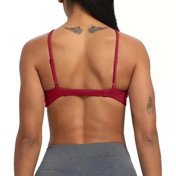 imageAoxjox Womens Workout Sports Bras Fitness Adjusted Backless Padded Ariel Halter Bra Yoga Crop Tank TopRed