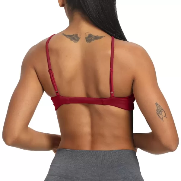 imageAoxjox Womens Workout Sports Bras Fitness Adjusted Backless Padded Ariel Halter Bra Yoga Crop Tank TopRed
