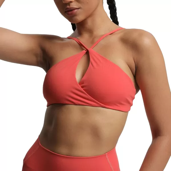 imageAoxjox Womens Workout Sports Bras Fitness Adjusted Backless Padded Ariel Halter Bra Yoga Crop Tank TopSpiced Coral
