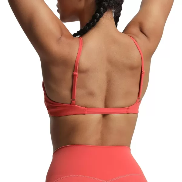 imageAoxjox Womens Workout Sports Bras Fitness Adjusted Backless Padded Ariel Halter Bra Yoga Crop Tank TopSpiced Coral